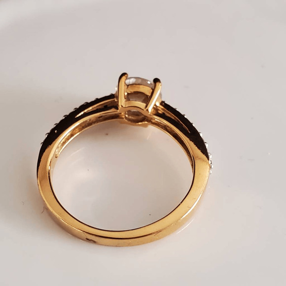 Danbury Mint Diamonisse Ring Gold Plate Women's Size 7 In Original Box - Picture 6 of 13